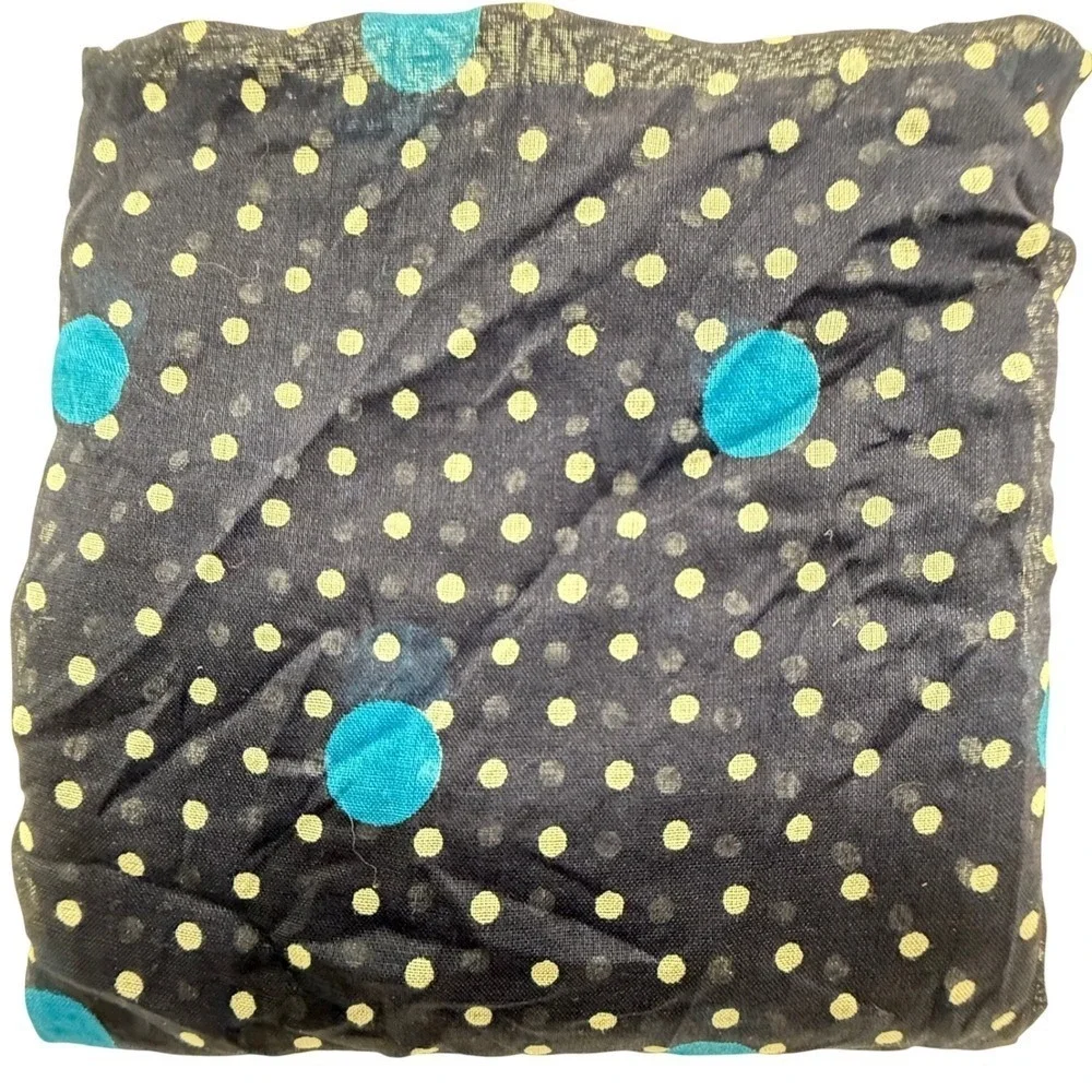 Fisba Stoffels Vintage Square‎ Scarf Blue Pink Black Polka Dot 19